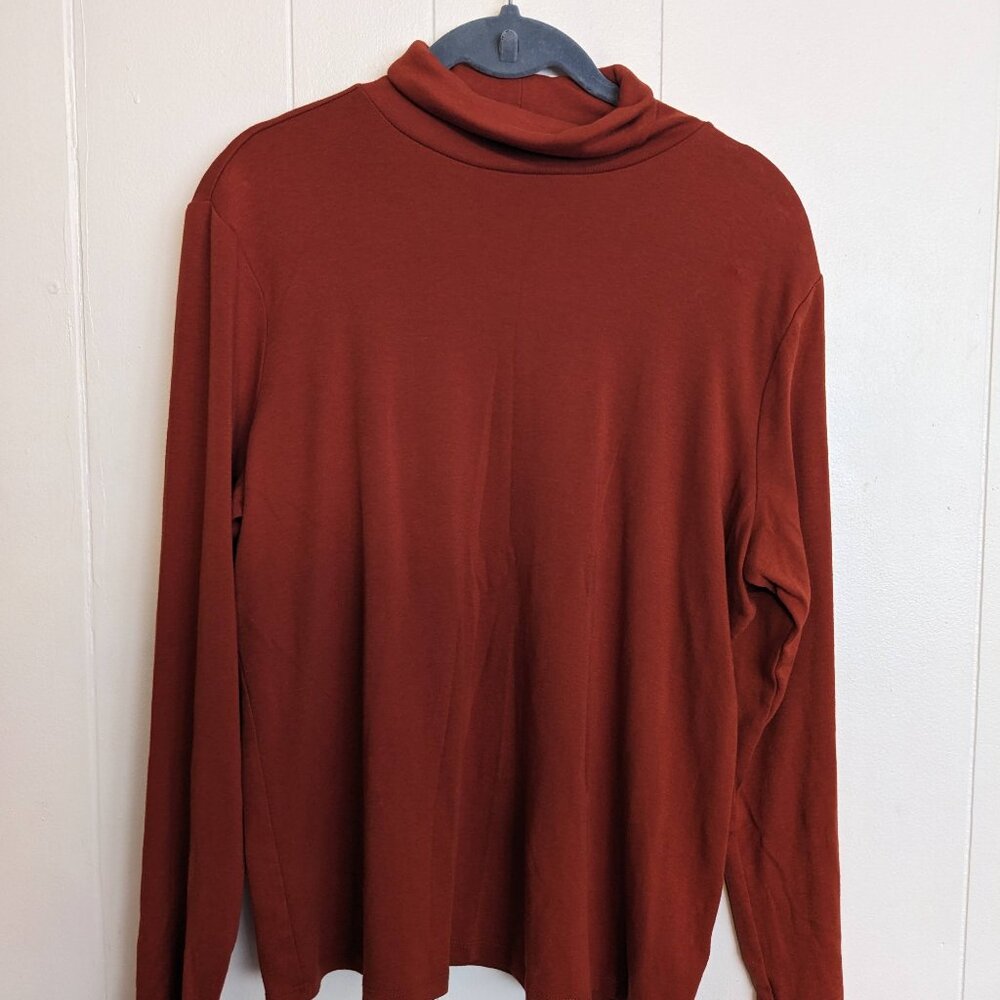 A.N.A Orange Knit Long-sleeve Turtleneck Top